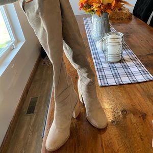 Knee high faux suede boots